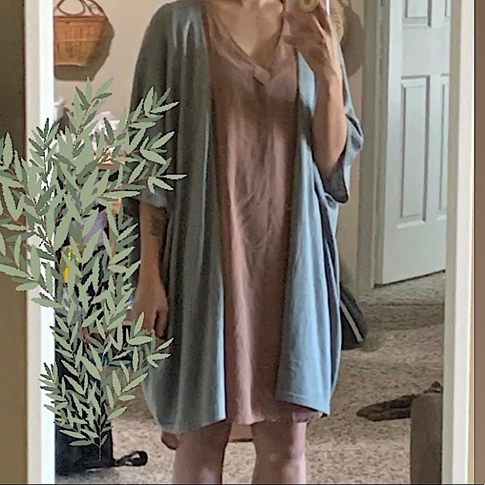 Vintage Japna tan / mauve short sleeve dress